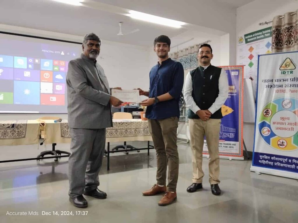 Left (Mr. Sanjay Sasane, Principal, IDTRS), Middle ( Sumit Tiwari, Business Manager, NT Power Systems), Right (Mr. Tushar Kadam, Tata Technologies)